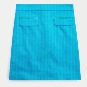 J. Crew Gingham‎ Plaid Blue Green Mini Skirt Women’s Sz 8 Preppy Classic
